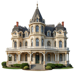 Fototapeta premium Victorian house mansion luxury home real estate historic architecture on transparent background