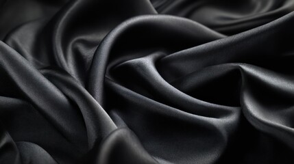 Obraz premium Elegant black silk fabric background texture detail close up