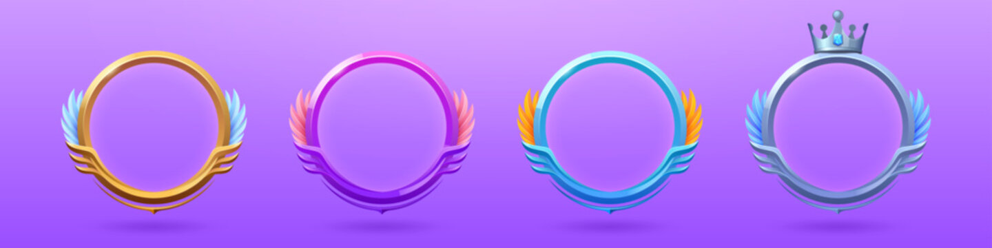 Game avatar frames with feathers and crown