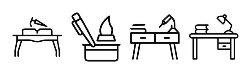 Modern writing desk with drawers vector illustration design concept scalable graphic