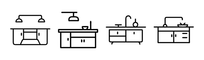 Modern kitchen island vector illustration clean scalable design for interior projects