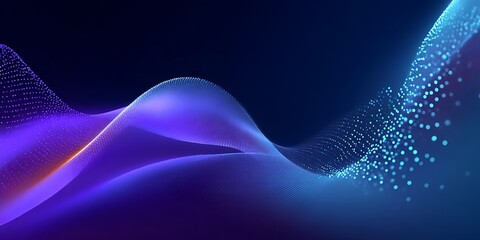 Abstract dynamic digital wave flow of glowing particle data stream