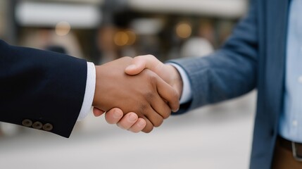 Lawyer shaking hands with a smiling client after successful contract negotiations &mdash; a human-centered, trust-driven image that conveys success, reliability, and the emotional reward of achieving