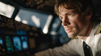 A pilot scanning cockpit instruments as amber system alerts appear across digital flight displays — aviation safety procedures, professional decision-making under pressure, and sophisticated