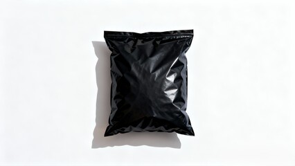 Black Matte Zipper Pouch Bag on White Background