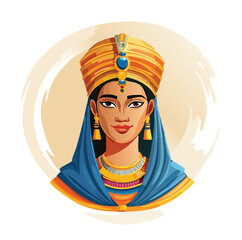 Stunning depiction of ancient Egyptian queen with regal headdress and jewelry, radiating power and elegance, perfect for historical projects and creative designs