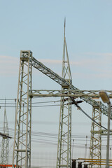 A substantial metal structure stands tall against the backdrop of a vast blue sky, showcasing its industrial significance and engineering marvel