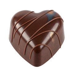 Obraz premium Delicious heart shaped dark chocolate candy sweet treat perfect for valentine's day celebration isolated on transparent background