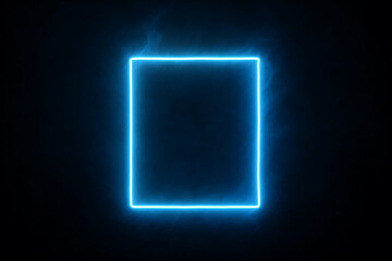 Glowing neon rectangle frame on black background with futuristic technology-inspired design