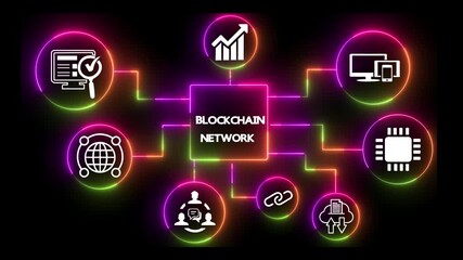 Blockchain network digital technology motion - Powered by Adobe