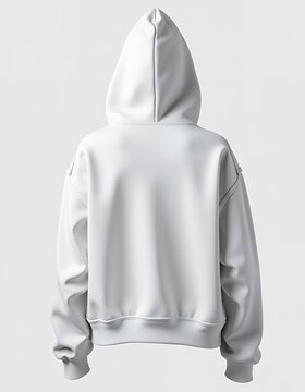 Set of white woman cropped hoodie hoody oversized drop shoulder sweatshirt jumper sweater long sleeve front back side on transparent cutout png mockup template for artwork design hoodie mockup fashion