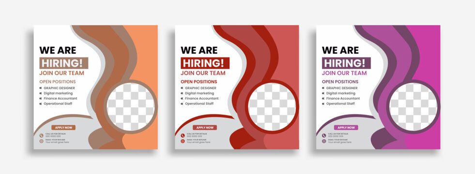 We are hiring job vacancy social media post banner template for company and business purpose concept layout