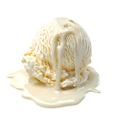 Creamy Vanilla Ice Cream Scoop isolated on transparent background