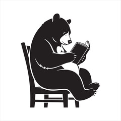 Bear Reading a Book in a Chair