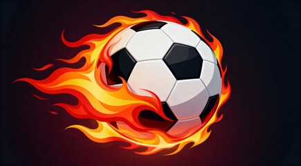 vector illustration of soccer ball in fire