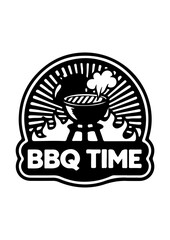 BBQ Time Barbecue Grill Emblem or Logo