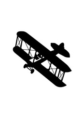 Vintage Biplane Silhouette Flying