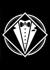 Tuxedo Suit and Bow Tie Formal Wear Emblem