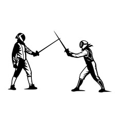 Silhouette of Fencing Match