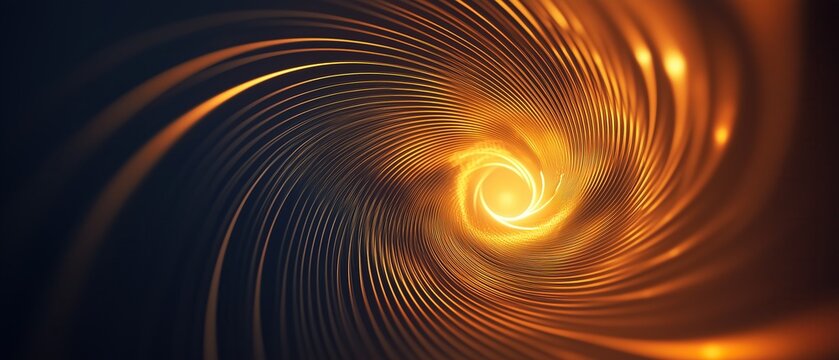 Abstract golden swirl lines background with glowing effect as a light tunnel or wormhole in spiral form