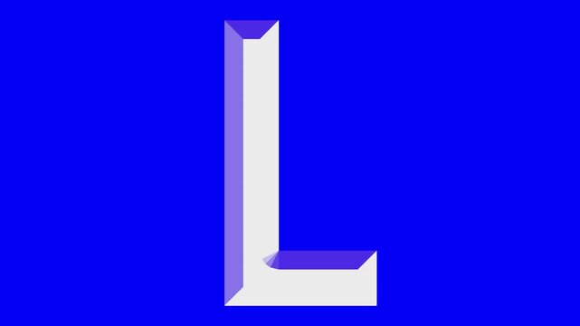 English uppercase alphabet design L . Educational concept with lopping White letter. Latter motion in blue background.