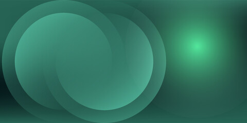 Dark green background with overlapping circular shapes. The background is smooth and gradient, featuring green and black tones. Minimal abstract circles vector gradient background. modern