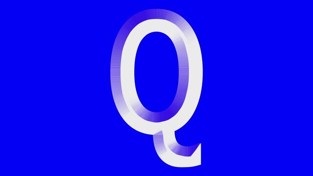 English uppercase alphabet design Q . Educational concept with lopping White letter. Latter motion in blue background.