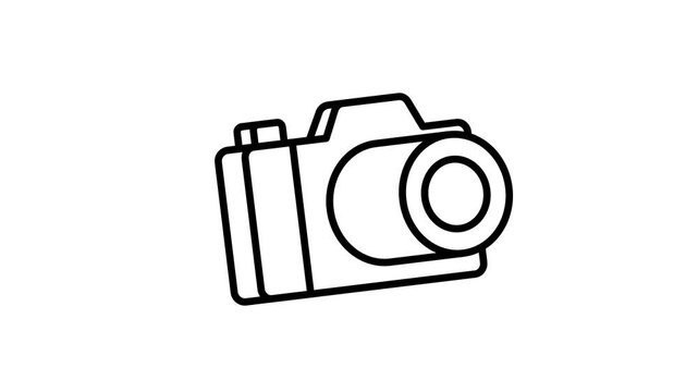 Rotating camera icon line art animation