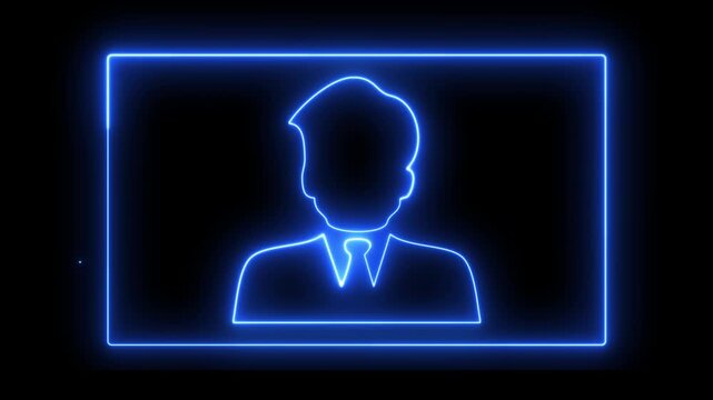 Neon blue male avatar user icon looping