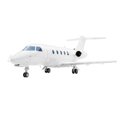 Obraz premium Sleek Modern White Private Jet Aircraft Isolated on a Transparent Background Detailed Exterior View with Landing Gear Extended