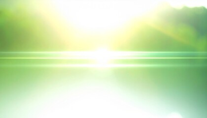 Abstract green background with bright light and lens flare, natural bokeh effect, fresh spring and summer concept