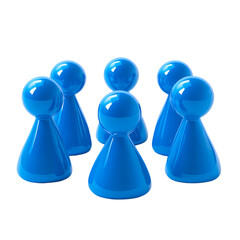 Shiny blue game pieces isolated on transparent background