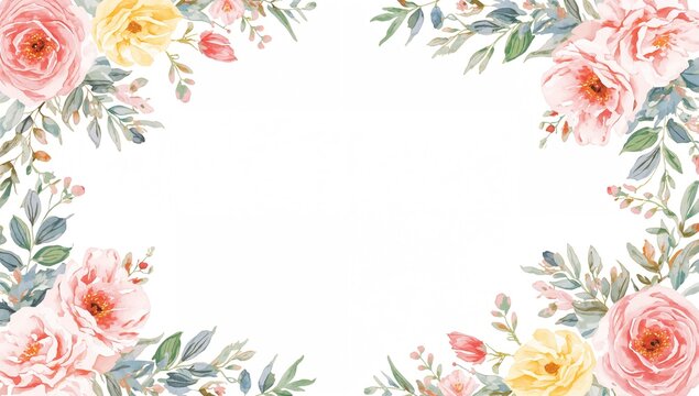 Watercolor floral greeting card, ideal for wedding invitations, seasonal celebration