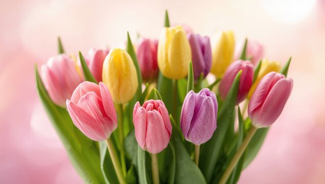 Springtime background with tulips, a vibrant floral display for seasonal celebrations