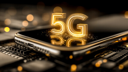 smartphone with 5G symbol glowing