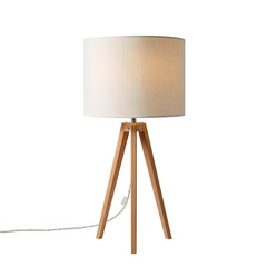 Stylish Tripod Lamp With White Shade and Wooden Base for Home Decor Enhancement