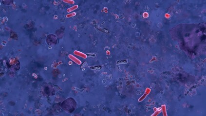 Mycobacterium tuberculosis positive (small red rod) observed in sputum smear, acid-fast stain analysis by microscope, diagnostic evaluation