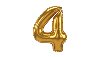 Golden number four balloon gleams brightly