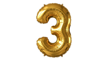 Golden number three balloon floats