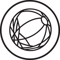 Abstract linear globe icon vector logo design inside a circle, spherical network symbol