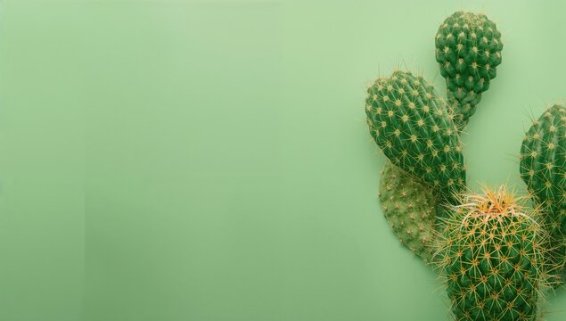 Cactus against soft green backdrop, suitable for floral shop display