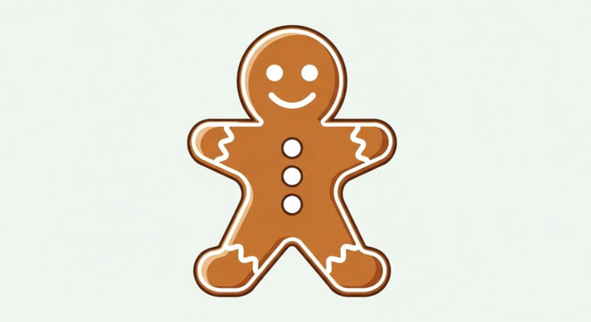 Delightful gingerbread man cookie illustration brings holiday cheer, perfect for festive designs and seasonal promotions, a sweet treat for the eyes