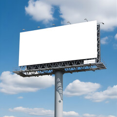 Obraz premium Large Blank Outdoor Billboard Mockup against Blue Sky with Clouds