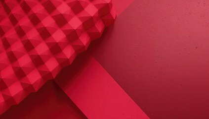Segment of a red wall featuring a curved geometric design, suitable for UI backdrop