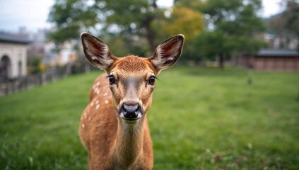Fototapeta premium Wild deer roaming freely in a natural setting, showcasing the beauty of wildlife