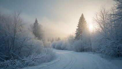 Fototapeta premium Winter Wonderland, Appreciating the Splendor of Snow-Covered Scenery, Seasonal Change