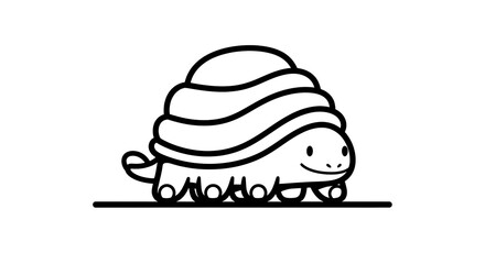Charming Cartoon Turtle Illustration with Simple Black and White Design.