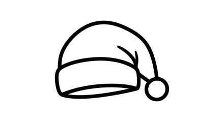 Festive Santa Hat Outline Icon for Christmas Celebrations.