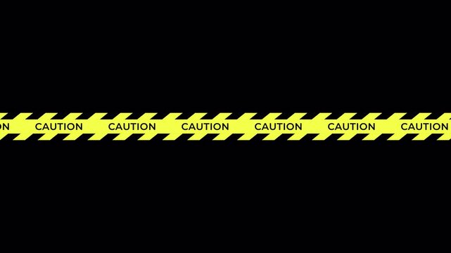 Caution tape warning danger, restricted area on alpha channel. Danger caution tape line overlay.4k animation video