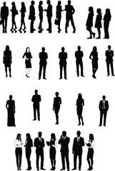 Diverse Group of Professional People Silhouettes Standing in Various Poses